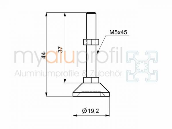 Leveling foot 5 D20 M5x45 I-type