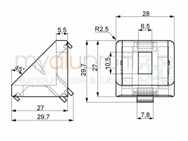 Winkel 30x30 ZN Nut 8 B-Typ