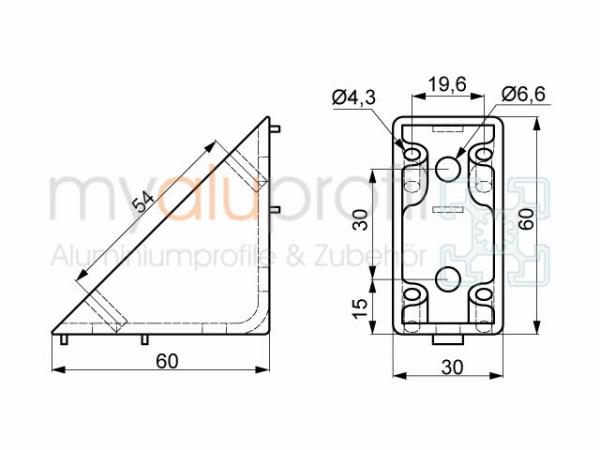 Winkel 30x60 ZN Nut 6 I-Typ