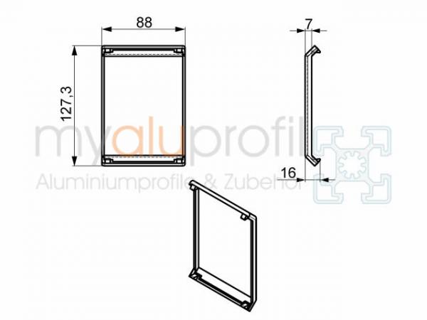 Angled cover cap 90x90 ZN groove 10 B-type