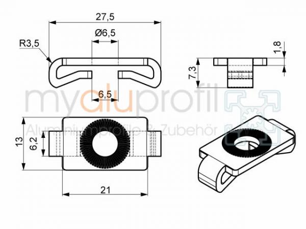 Centering plate set groove 6 I-type